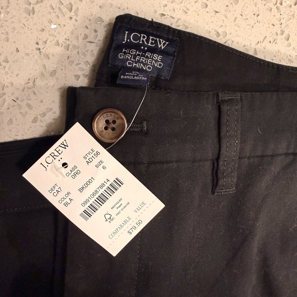 J. Crew Charcoal High-Rise Girlfriend Chino Pants